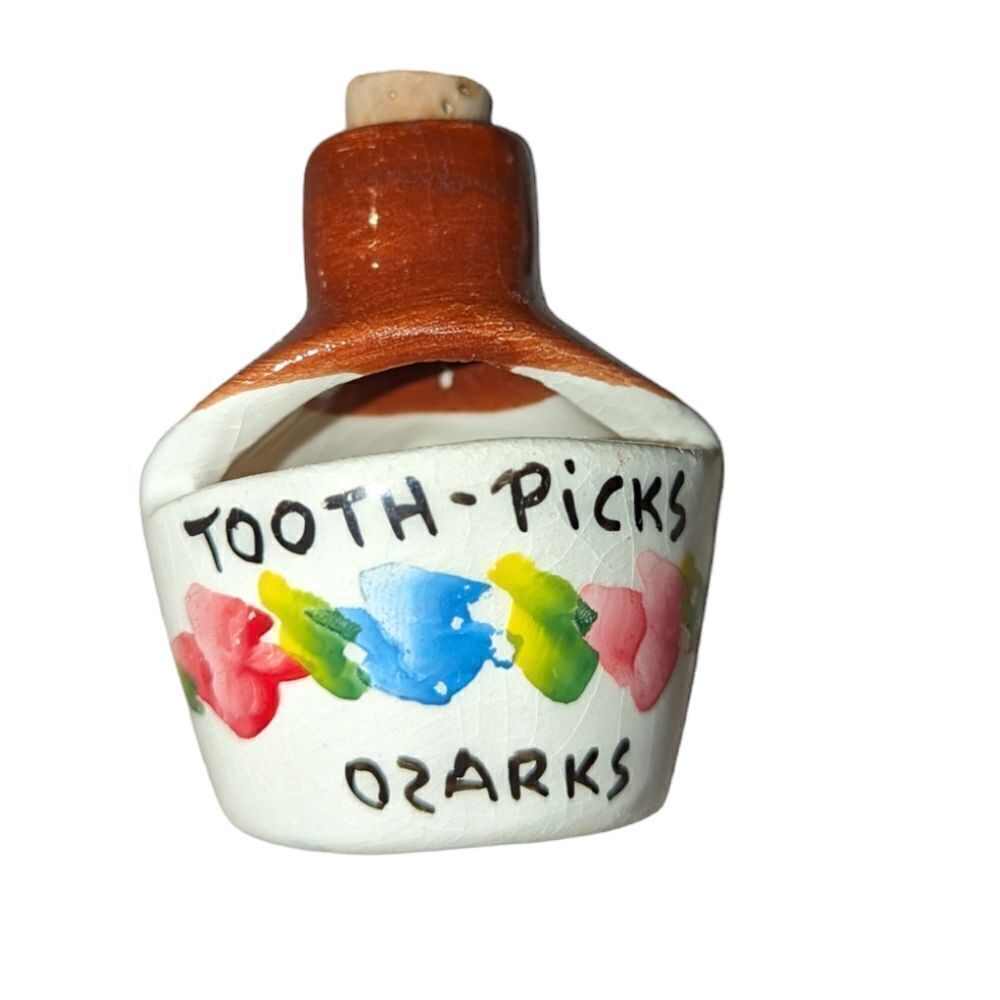 Vintage ceramic hand painted toothpick holder ozarks